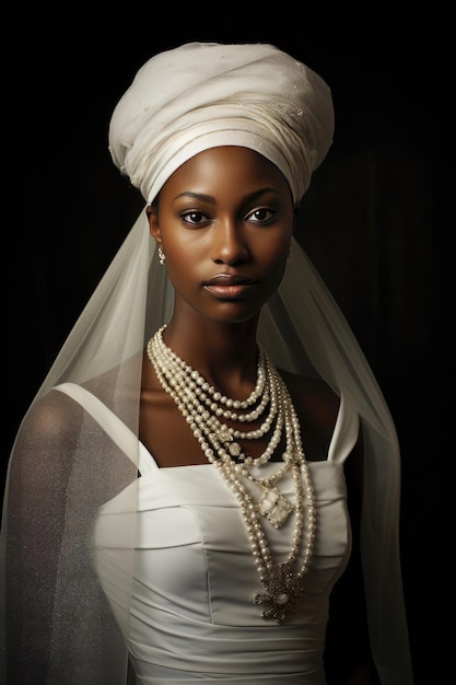 Portrait of an African American bride