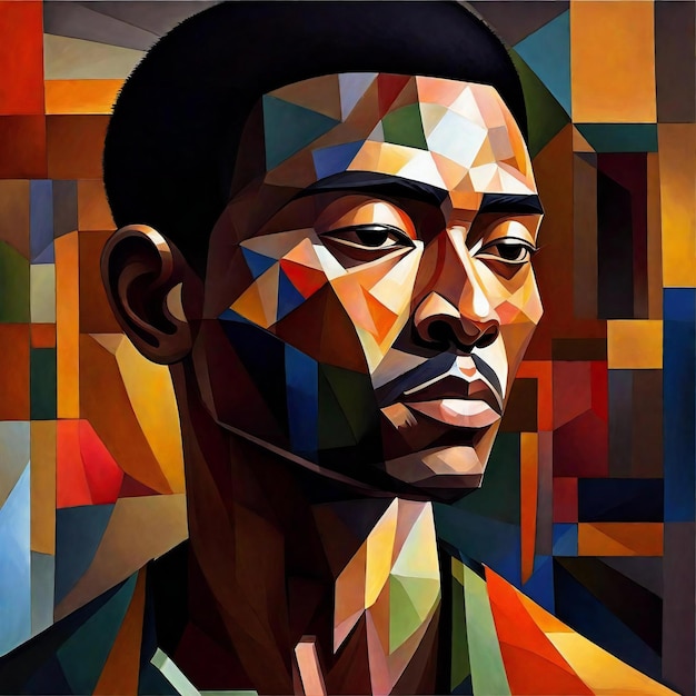 Portrait of an African American man Multicolored background