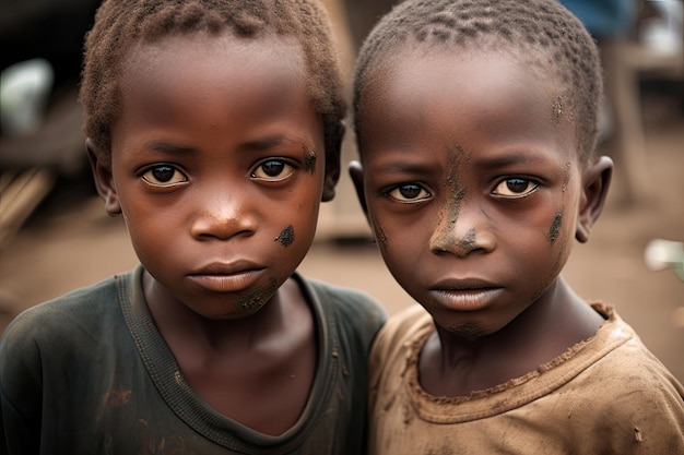 Portrait of african boy outdoors Generative AI