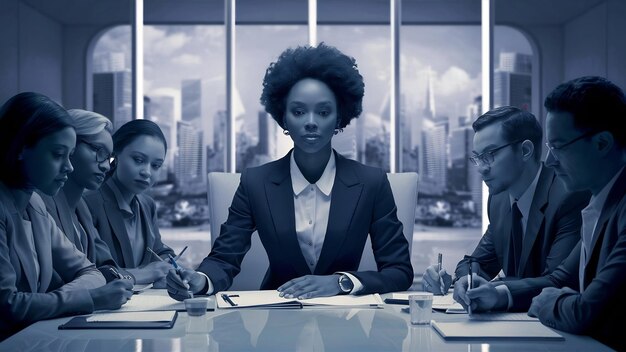 Portrait of african businesswoman leading on this business meeting