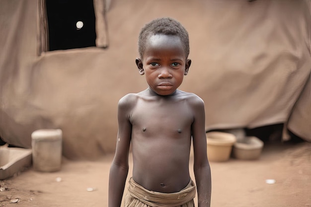 portrait of an african child with his head