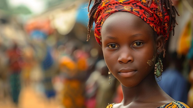 Photo portrait of an african girl in traditional clothes in gambia