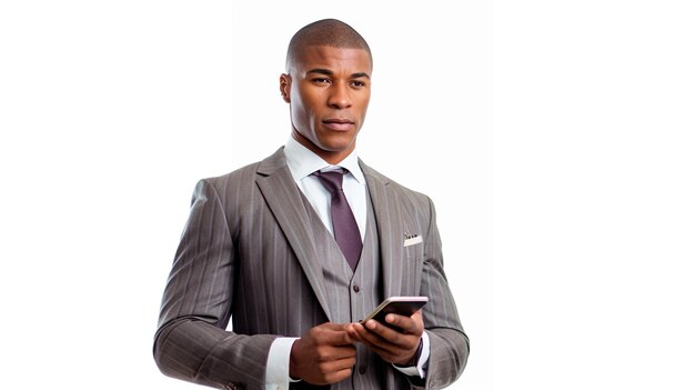 Portrait of an african man in suit isolated on white