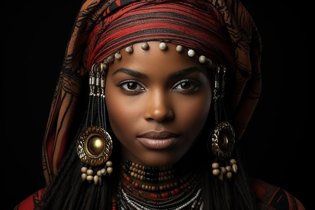 portrait of african woman from tribe Generative Ai