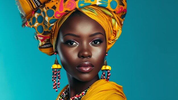 Portrait of african woman wearing traditional accessories generative ai