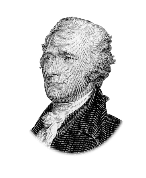 Portrait of Alexander Hamilton Isolated on White Background