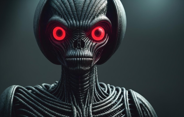 Portrait of an alien a creepy humanoid Generative AI