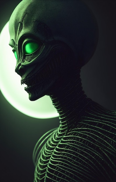 Portrait of an alien a creepy humanoid Generative AI