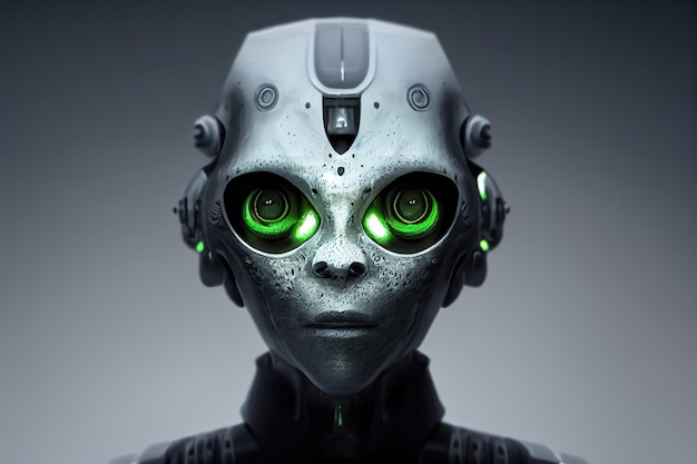 Portrait of an alien cyborg Extraterrestrial civilization character Scifi concept Generative AI