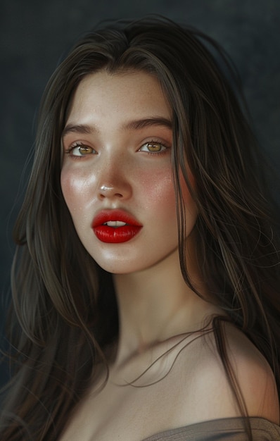 アメリカの美しい若い女性の肖像画と健康的な顔の背景