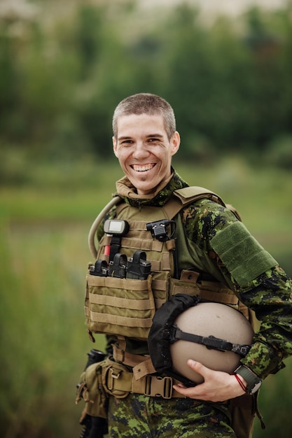 Portrait American US special forces soldier smiling