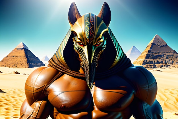 Portrait of the ancient egyptian god Anubis Generative Artificial Intelligence