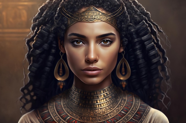 Portrait of an ancient Egyptian goddess Beautiful girl in the style of ancient Egypt Generative AI