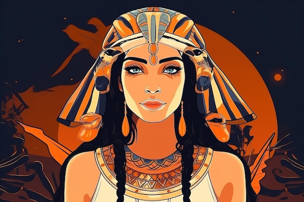 Portrait of an ancient Egyptian goddess Beautiful girl in the style of ancient Egypt Generative AI