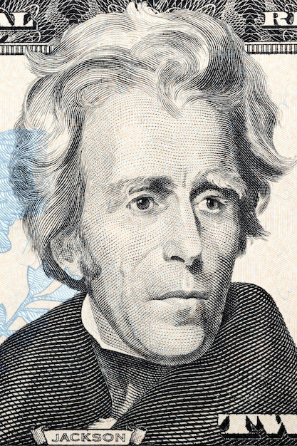 Portrait of Andrew Jackson on twenty dollars