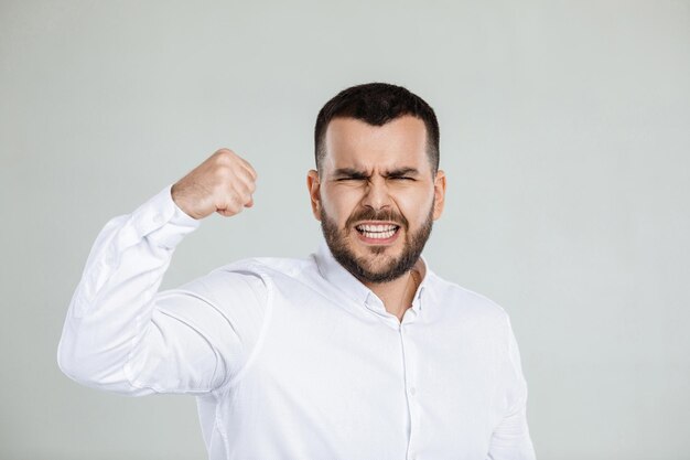 Portrait of angry bearded man