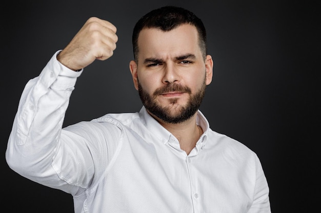 Portrait of angry bearded man