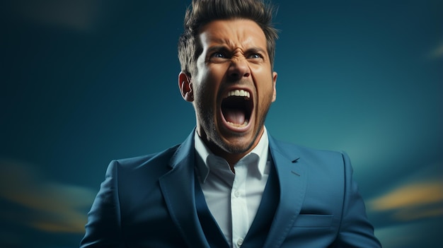 Portrait of angry man shouting