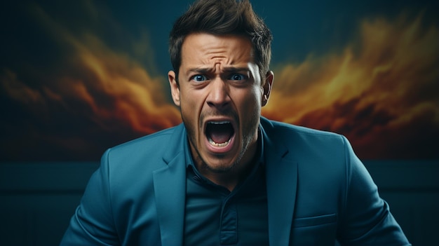 Portrait of angry man shouting