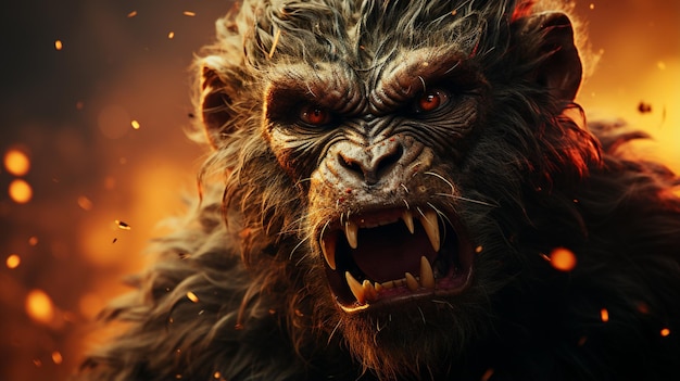 Premium AI Image | Portrait of angry monkey