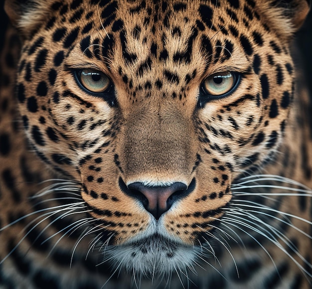 Portrait of an animal eyes of a leopard a fascinating look of a wild animal
