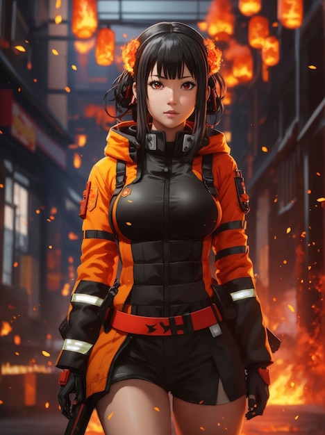 Firefighter anime girls