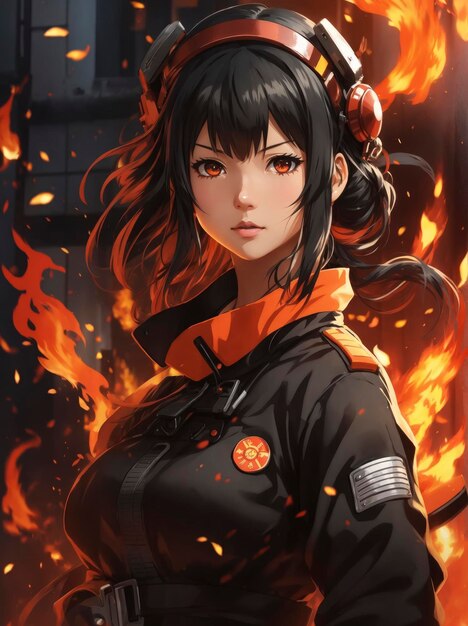 Firefighter anime girls