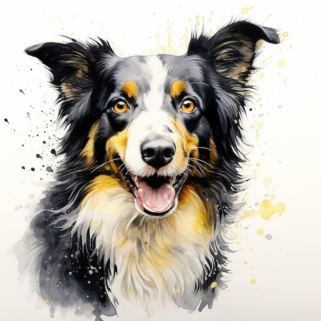 Portrait Anthropomorphic of a Border Collie Black and White Beauty