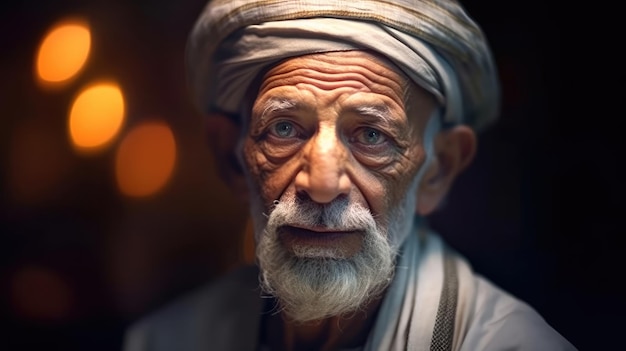 두바이의 아랍 노인 초상화 Generative Ai