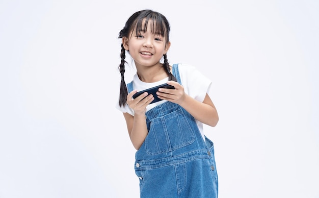 Portrait of Asian child on background