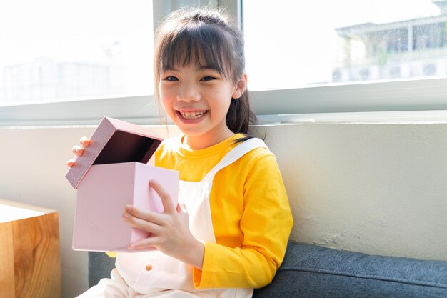 Portrait of Asian child at home