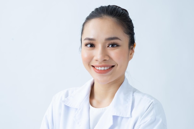 A portrait of asian doctor isolated on white background