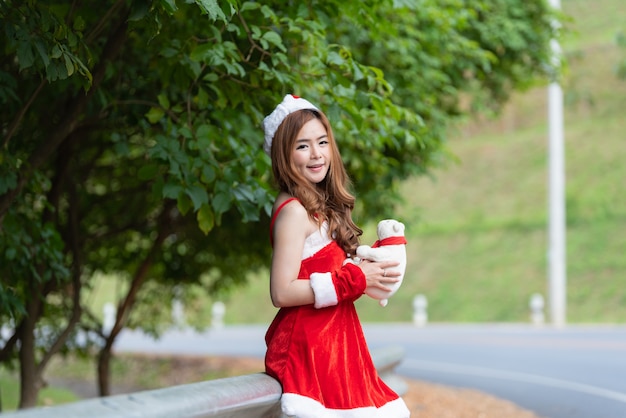 Portrait of asian Santa girl