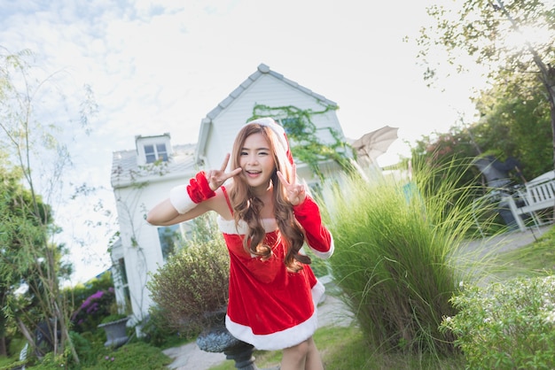 Portrait of asian Santa girl