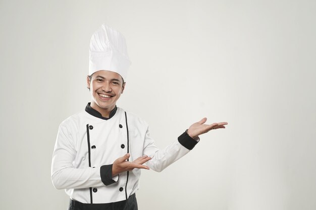 아시아 웃는 요리사의 초상화