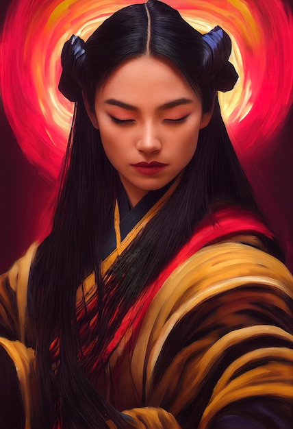 Portrait of Asian woman 3d illustrated