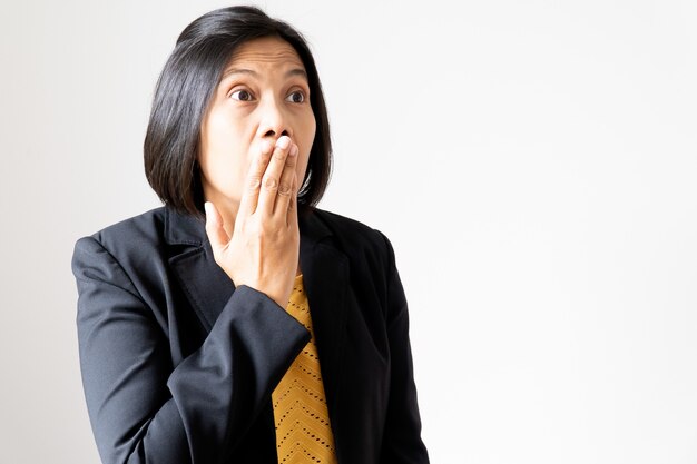 Portrait of Asian Woman Show Feeling Surprise on Her Face