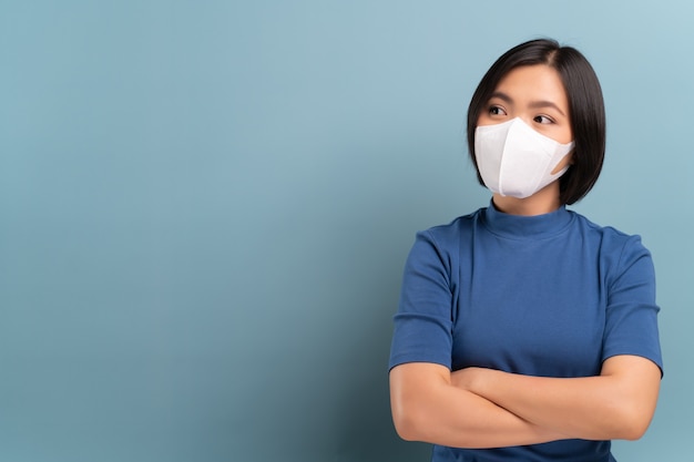 Portrait of asian woman wearing mask