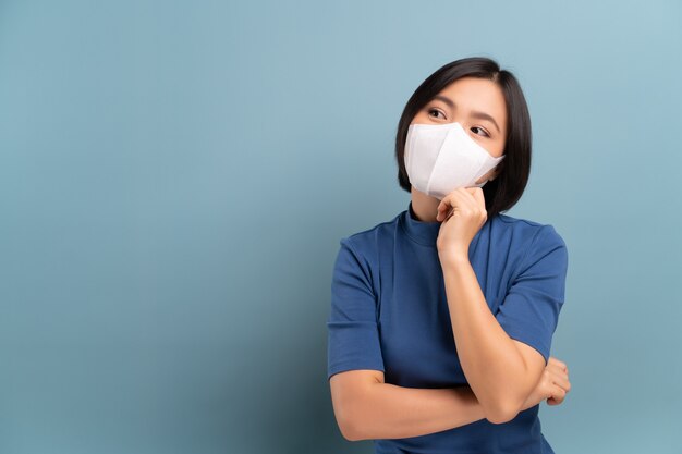 Portrait of asian woman wearing mask