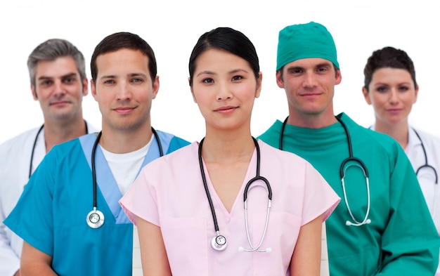 Photo portrait of an assertive medical team