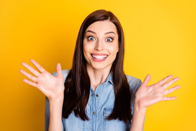 portrait of astonished crazy girl impressed scream