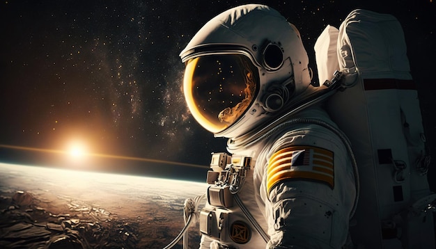 Портрет астронавта, плавающего в космосе Генеративный ИИ