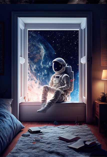 Портрет космонавта в скафандре Высокотехнологичный космонавт из будущего