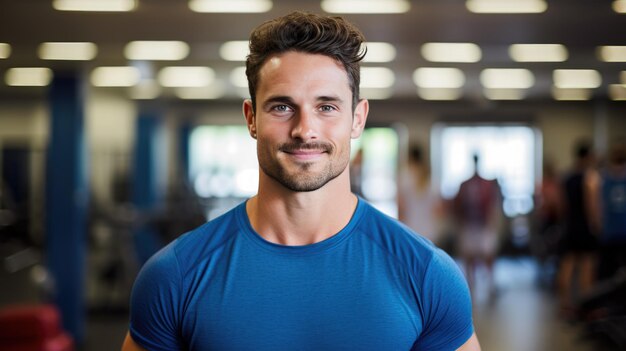 Portrait of athletic man in a gym