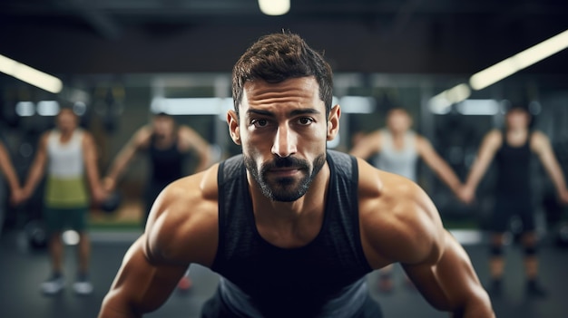 Portrait of athletic man in a gym