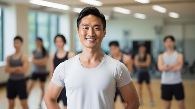 Photo portrait of athletic man in a gym