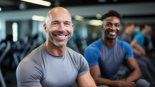 Photo portrait of athletically built men in a gym