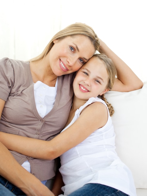 Portrait of an attentive mother and her daughter