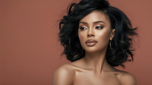 Portrait of an attractive african american female with beautiful makeup and dark hair