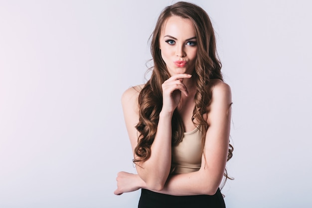 Portrait of attractive beauty woman looking at camera.